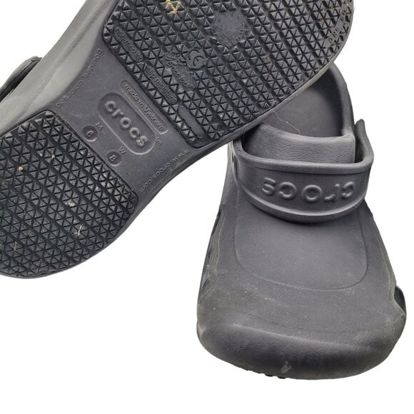 Crocs Basic Black Strap Rubber Slip On Shoe Womens US 8 Mens US 6 Solid No Holes - Picture 5 of 10